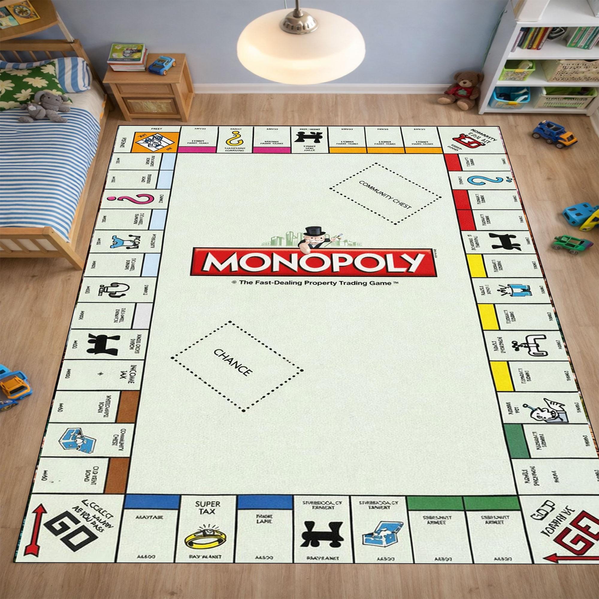 Monopaly Rug Monopoly Board Rug, Classic Game Room Carpet, Iconic Property Trading ...