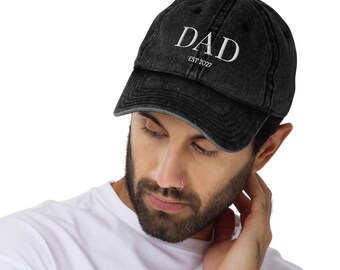 Embroidered Dad Cap, Vintage Washed Cotton, Personalized EST. 2027 Father's Day Gift