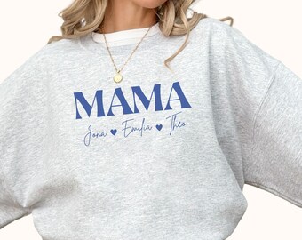 Personalisierter Mama Pullover, individuelle Kindernamen Shirt, Mama-Sweatshirt, Mama-Pullover, Geschenk für Mama, Muttertagsgeschenk
