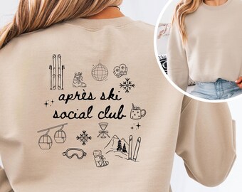 Après Ski Social Club Sweatshirt mit Rundhalsausschnitt, Gemütliches Winter Snowwear Outfit
