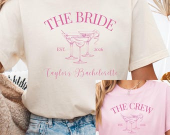 Personalisiertes JGA T-Shirt Set, Bride Crew Shirt, Bachelorette Outfits Damen, Bridal Shower Shirts