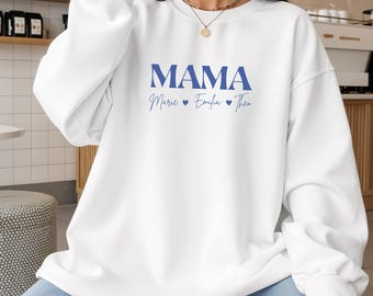 Personalisierter Mama Pullover, individuelle Kindernamen Shirt, Mama-Sweatshirt, Mama-Pullover, Geschenk für Mama, Muttertagsgeschenk