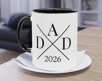Papa Kaffeetasse, schwarz weiße Keramiktasse, personalisierte Tasse, Vatertagsgeschenk, Geschenk Papa