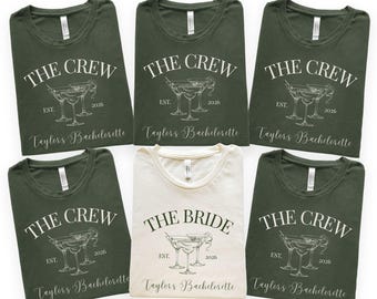 Personalisiertes JGA T-Shirt Set, Bride Crew Shirt, Bachelorette Outfits Damen, Bridal Shower Shirts