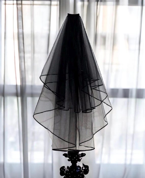 Eternal Darkness Gothic Wedding Black Veil with Satin Edging Gothic Black Veil Gothic Bride Black Wedding Goth Bride Wedding Veil Goth Girl