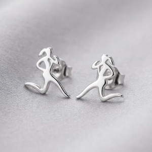 Pendientes de acero inoxidable hipoalergénicos para corredores, pendientes para correr, joyas de fitness, joyas para corredores, regalo para amantes del running.