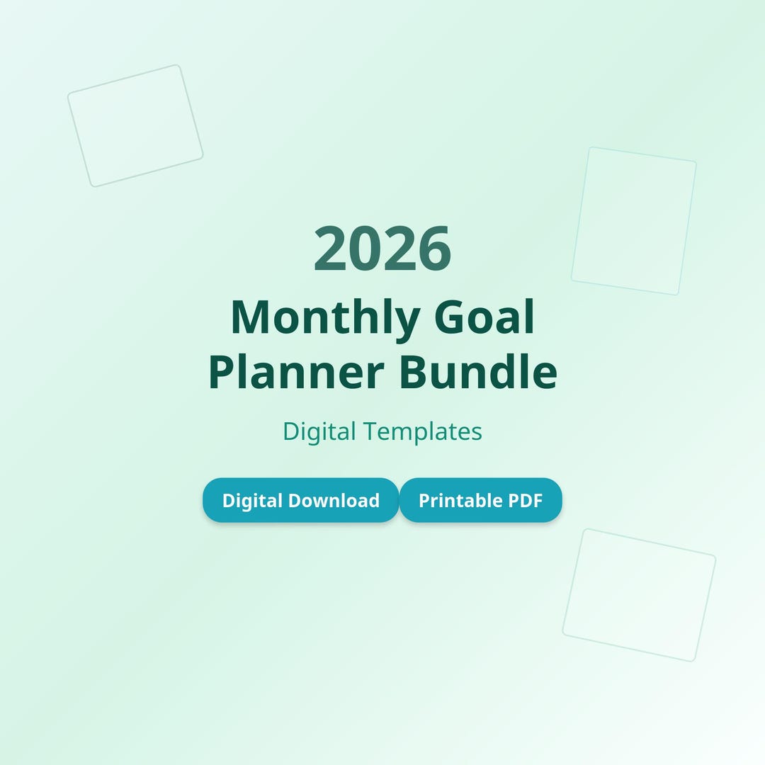 2026 Monthly Goal Planner Bundle - Printable Templates - Etsy