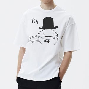 Dapper Fih Drawing Tee | Fih with Bow Tie and Top Hat T-Shirt