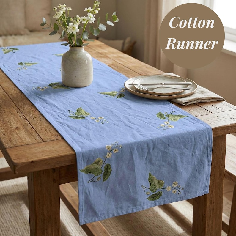 Floral Table Runner Gift Home Dining Kitchen Centerpiece Cotton ...