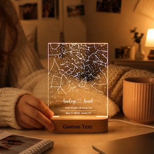 Personalized Constellation Night Light, Custom Name&Date Acrylic LED Lamp, Memory Decor, Star Map Night Light, Anniversary Gift for Couple
