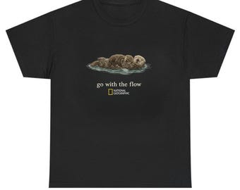 Sea Otter Shirt, Go With The Flow Cute Otter T-Shirt, National Geographic tee, Nature Wildlife Tee