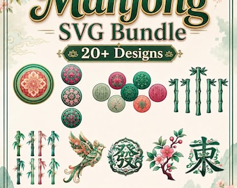 Pacchetto SVG Mahjong, SVG con motivi Mahjong, file di taglio Mahjong americano, clipart di tessere Mahjong, file per Cricut, download digitale