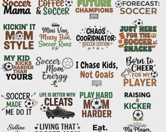 Pacchetto SVG per mamme calciatrici / Clipart per mamme calciatrici / Grafica calcistica per mamme / Download digitale / File SVG per Cricut e Silhouette Crafters