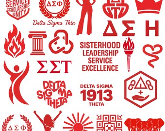 Delta Sigma Theta SVG Bundle, Sorority Symbols & Quotes, Sisterhood Leadership Service, ΔΣΘ Greek Sorority Cut Files for Crafts ND Cricut