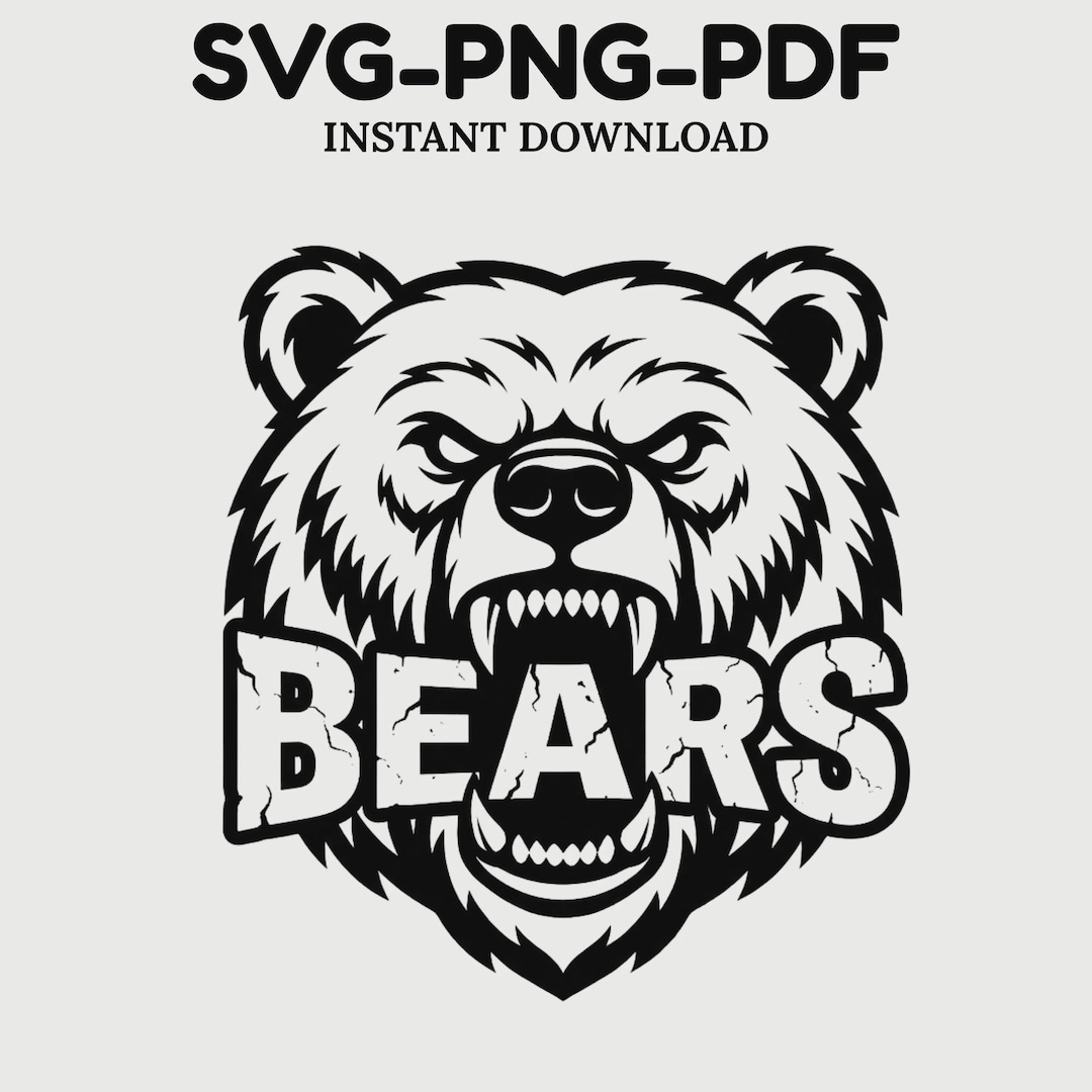 Bear SVG Aggressive Bear Head, Angry Bear Face Cut File, Black and ...
