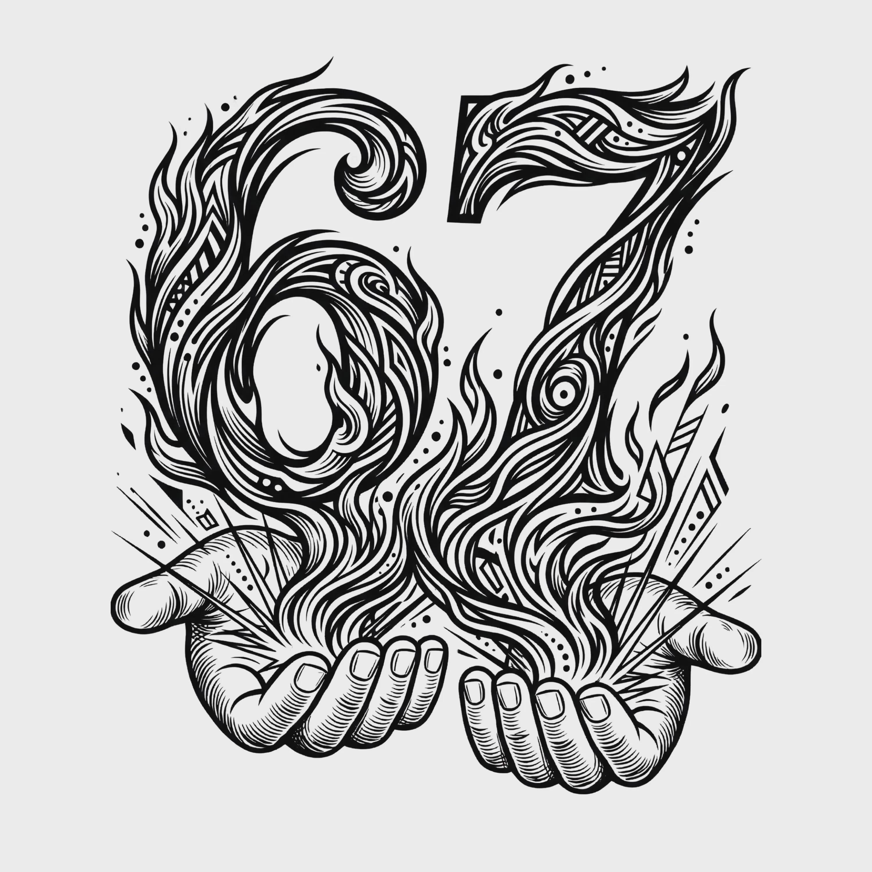 Six Seven 67 PNG SVG | Funny Meme 67 Hand Sign Design | Viral Number ...