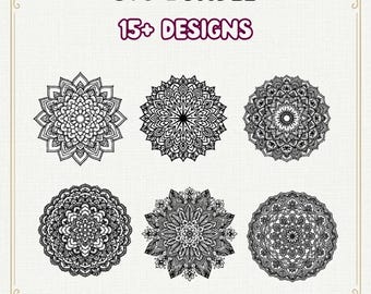 Pacchetto di mandala SVG con oltre 15 disegni, file di taglio mandala complessi, SVG a strati per Cricut, clipart di mandala floreali, download immediato.