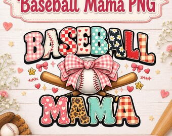 PNG di Baseball Mama, design per sublimazione per mamme sportive, PNG di maglietta da baseball, download digitale