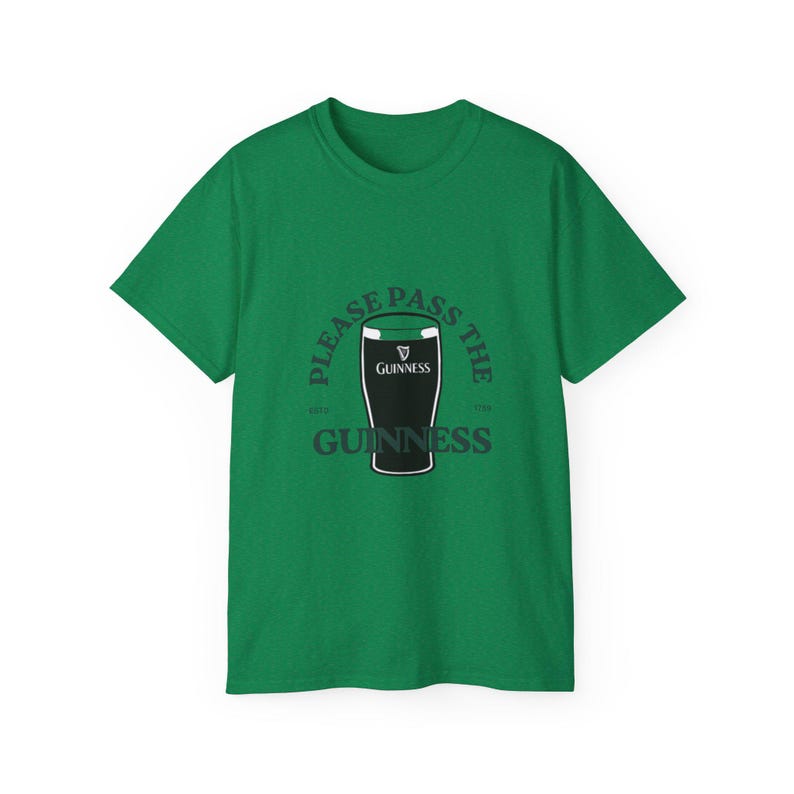 Please Pass The Guinness Pint Tee | Beer Pub Shirt, St. Patrick's Bar Tee image 2