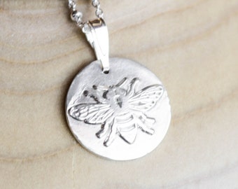 Silver Bee Necklace , Bee Fine silver , Bee pendant , Bee necklace , .999 Silver , Minimalist , Small