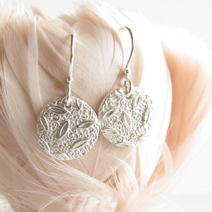 Silver earrings , PMC Silver Earrings , Pure silver , Fine Silver , Textured Silver , PMC jewelry , Everyday earrings