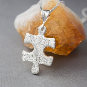 Puzzle piece Silver necklace , Autism Awareness , Silver Puzzle Pendant , Fine silver Puzzle piece , Puzzle piece , Minimalist , Autism