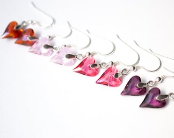 Heart Earrings ,  Swarovski Crystal Heart Earrings , Valentine's Day Gift , Heart jewelry , Jewelry for Valentine's Day , gift for her