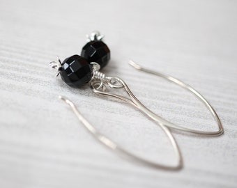 Onyx Earrings , Natural Black Onyx Earrings , Black earrings , long earrings , wire wrapped earrings , black jewelry , onyx jewelry , onyx