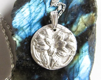 Silver Flower Necklace, Fine Silver .999 Silver