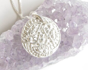 Fine Silver Necklace , Pure silver PMC , Ivy Floral , Fine Silver .999 Silver Ready to ship