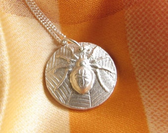 PMC Spider Necklace , Spider Jewelry , Spider , Silver spider pendant , Fine Silver Spider , Cross spider , Made to order