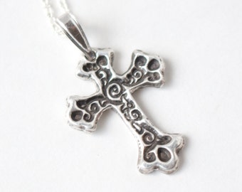 Silver Cross pendant , Ornated Silver Cross , Pure Silver Cross , Fine Silver Cross Pendant ,  .999 Silver jewelry , Cross jewelry