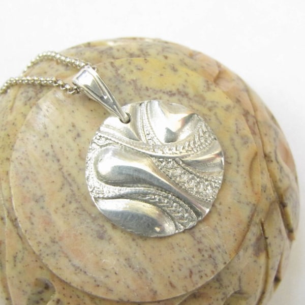 PMC Pendant , Wave necklace , Minimalist Pendant , Fine silver necklace , Silver Wave Pendant , .999, Metal clay jewelry, Everyday jewelry