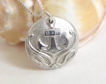 Anchor Necklace Nautical , Anchor Pendant , Nautical , Sailor , Pure silver Fine Silver .999 Silver