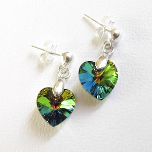 Heart post earrings , Heart Stud Earrings , Heart Swarovski Crystal , Valentine&#39;s Day Gift