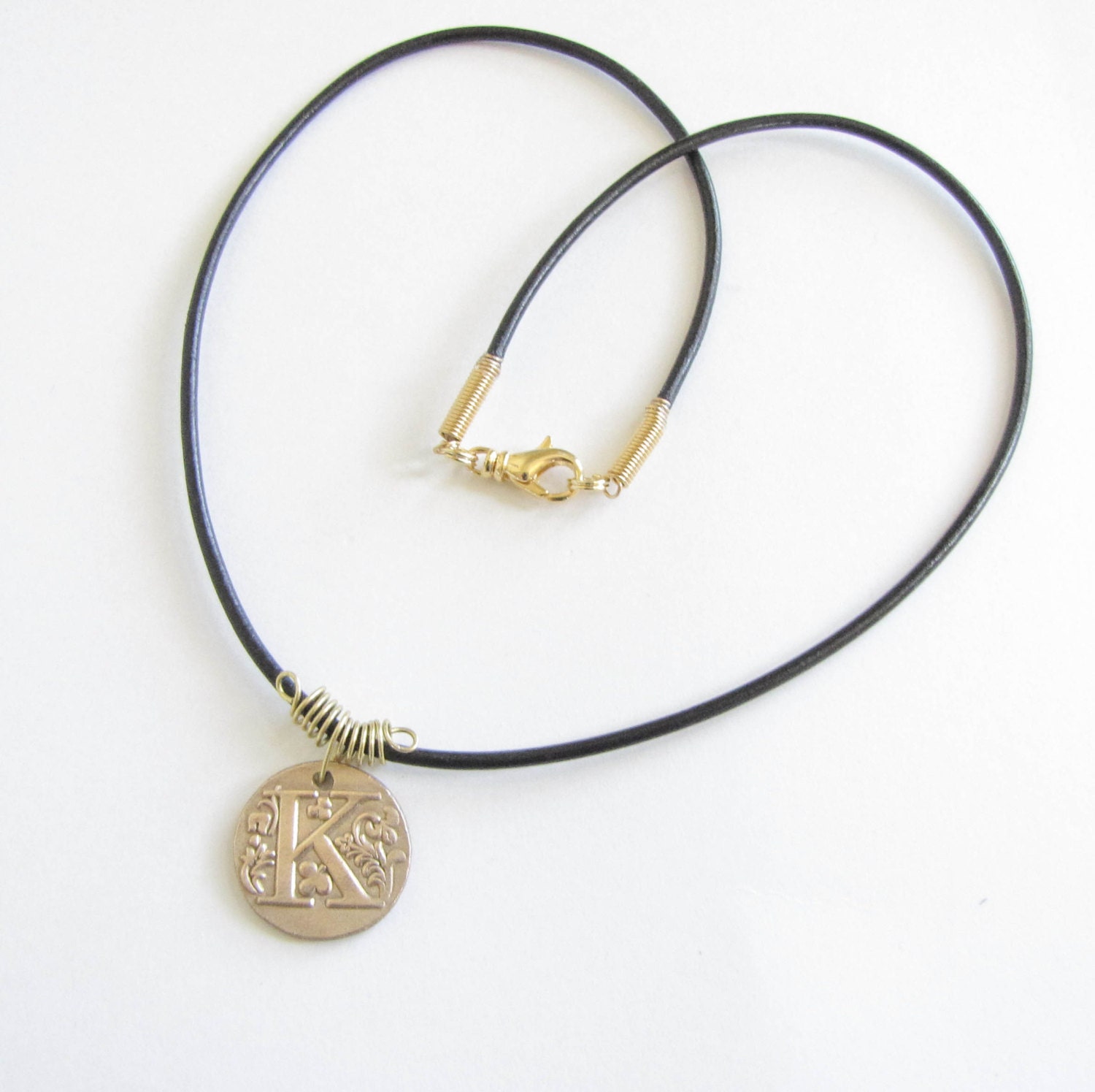 K necklace Monogram Pendant K Wax seal Pendant Etsy
