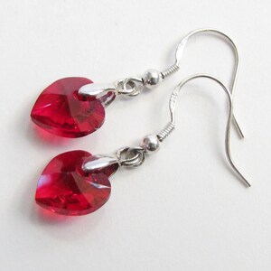 Red Heart Earrings , Valentine's Day earrings , Heart earrings , Valentine's day gift , Swarovski Crystal earrings , gift for her image 5