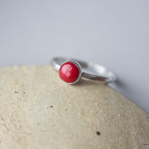 Red Coral Ring , Apple red Coral Ring , Coral Bright red ring , Sterling Silver ring , Red ring silver , Coral ring image 5