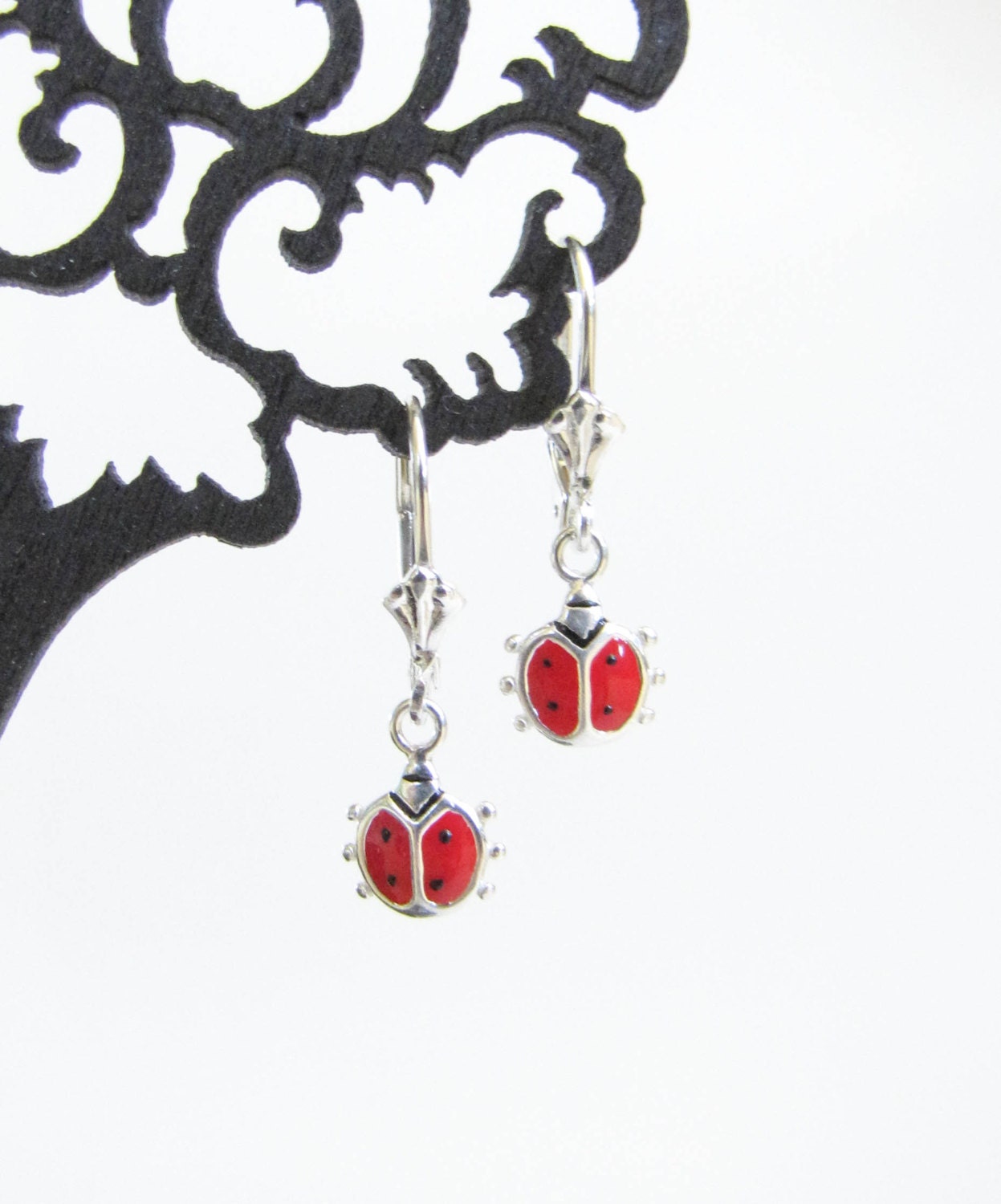 Girls earrings Ladybug Children's Ladybug Earrings Red Etsy