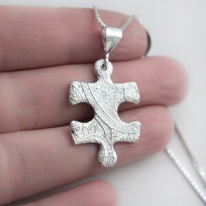 Puzzle Piece Silver Necklace , Autism Awareness , Silver Puzzle Pendant ...