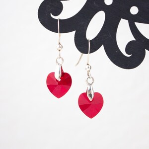 Red Heart Earrings , Valentine's Day earrings , Heart earrings , Valentine's day gift , Swarovski Crystal earrings , gift for her image 2