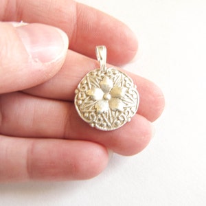 Silver Flower Pendant , Fine silver , Floral pendant , Flower necklace , .999 Silver , Minimalist image 2