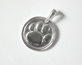 Dog paw print necklace , Dog Paw Pendant , Paw necklace , Dog lover necklace , Silver Paw print necklace , Dog lover gift , Wax seal pendant