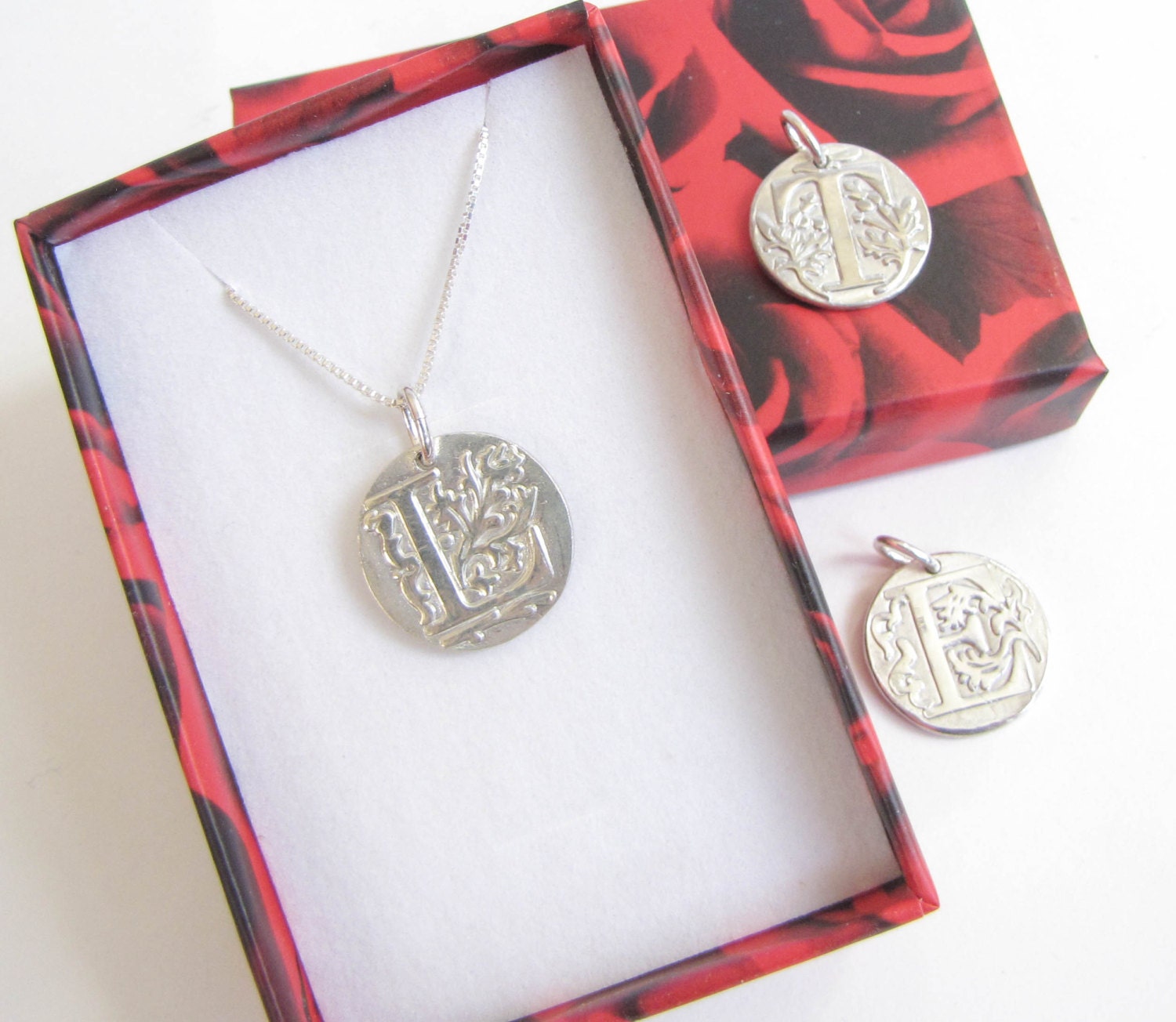 Silver Medallion Initial Necklace main image 1