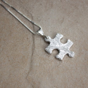 Puzzle Piece Silver Necklace , Autism Awareness , Silver Puzzle Pendant ...