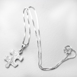 Puzzle Piece Silver Necklace , Autism Awareness , Silver Puzzle Pendant ...