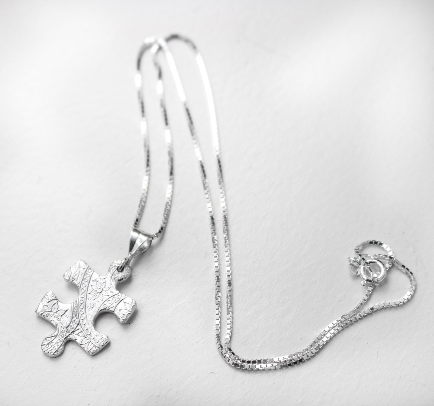 Autismo Puzzle Pezzo Collana Cuore In Argento Colore Mano Moneta - Foto 7