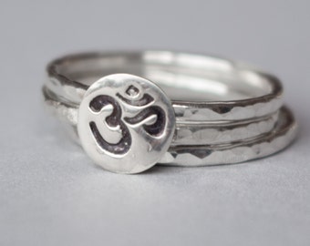 Ohm Ring , Sterling silver Om Ring , Om ring , Sterling silver ring , custom , Yoga ring, Ahm ring , Stackable ring , Ohm stamped ring