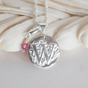 W Initial necklace PMC , W Initial pendant , Metal clay jewelry , Personalized jewelry , Initial necklace , Monogram necklace , PMC necklace