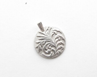 Silver Feather Pendant , Silver Necklace Feather , Floral , Fine Silver .999 Silver